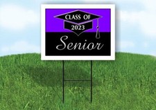 2023 SENIOR PURPLE BLACK 18inx24in Yard Road Sign w/ Stand