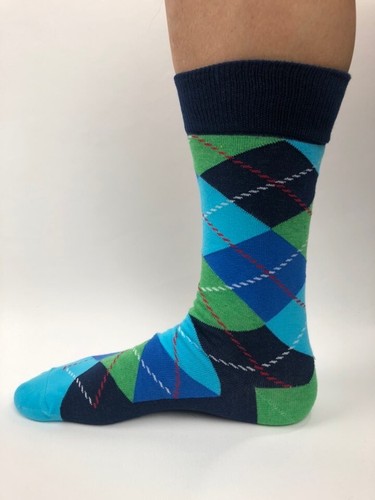 Men's Premium Cotton Patterned Dress Socks Business Length Printed Socks SINGLE - Picture 4 of 18