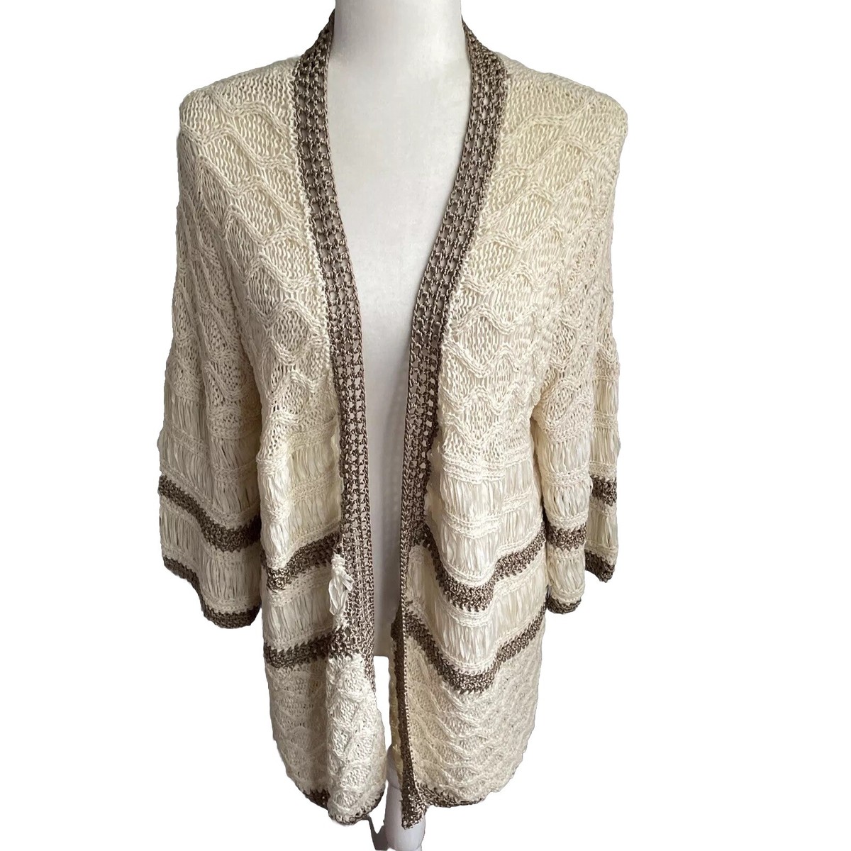 Crochet Cardigan Ivory Open Front Cardigan Chicos Crochet Cardigan