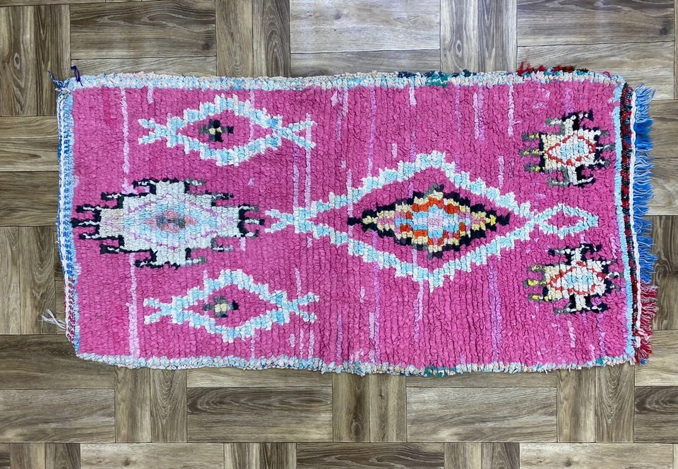 Beber Runner Rug, Living Room Rug,Handmade Hallway,Modern Pink Area,2x4 ft - Image 2 of 4
