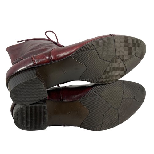 Spring Step Burgundy Leather Lace-Up Galil Boot Womens 7.5 Fold-Over Collar - Picture 9 of 12