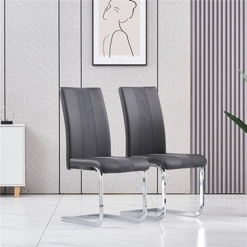 Dining Chairs 2/4pcs Modern Leather High Back Sturdy Chrome Legs Office/Cafe UK - Picture 14 of 15