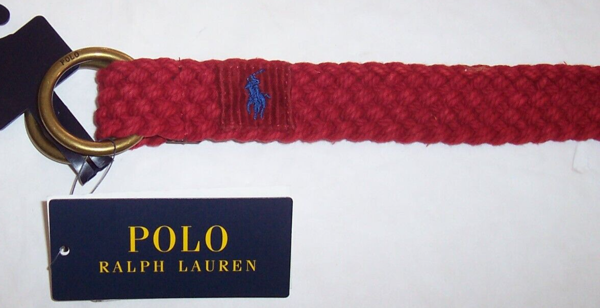 RALPH LAUREN /PONY LOGO BRAIDED BELT RED