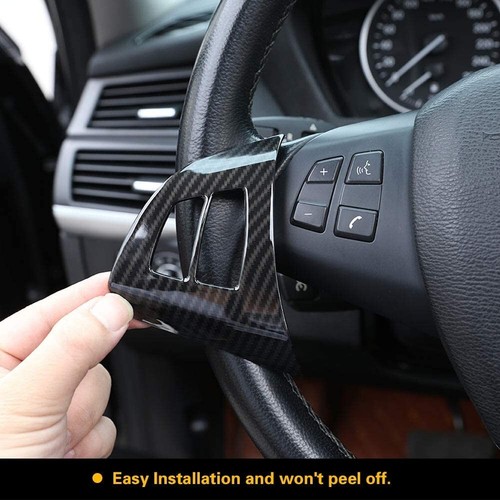 Carbon Fiber Print Steering Wheel Button Frame Trims Cover Fits 08-13 E70 X5 - Picture 2 of 8