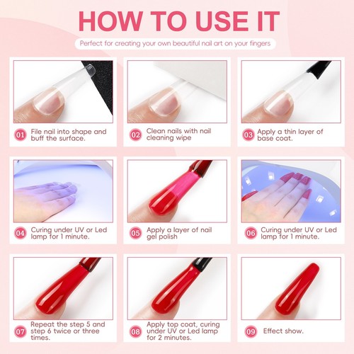20 Colors Gel Nail Polish Set With UV Led Lamp Starter Kit Nail Art Salon DIY - Picture 2 of 12