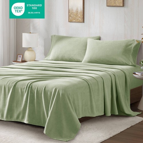 4 Piece Micro Fleece Deep Pocket Printed Sheet Set Twin Queen Full King Size Bed - Picture 60 of 141