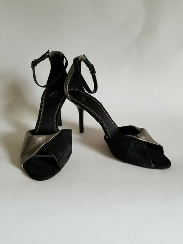 J Vincent Knöchelriemen Peeptoe Schuhe Größe 8,5 M schwarz & oliv Wildleder 3" dünner Absatz - Bild 1 von 8