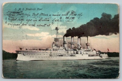 WW1  S.M.S. Friedrich Karl Sent 3 Weeks After Hitting Mine & Sinking   Postcard