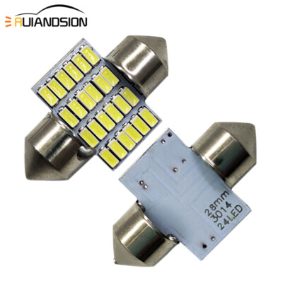 2pcs 24 SMD LED 3014 28mm Car Interior Dome Festoon Bulb Light Lamp White DC 12V