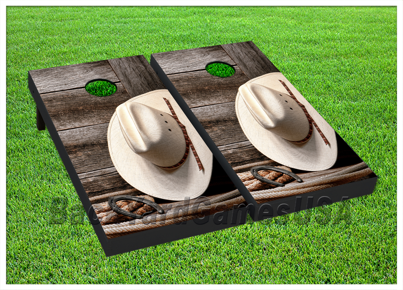 CORNHOLE BEANBAG TOSS GAME w Bags Game Board Set Country Western Cowboy Hat 801 CORNHOLE BEANBAG TOSS GAME w Bags Game Board Set Country Western Cowboy Hat 801