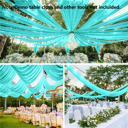 10x Hochzeit Drapierung Mitte Ring Decke Veranstaltungsort Gardine 3M/6M Chiffon Dekoration - Bild 11 von 27