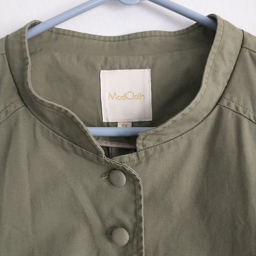 Chaqueta Blazer ModCloth Mujer Botones Verdes Algodón Ligero 1X Plus/L*LEER - Imagen 2 de 7