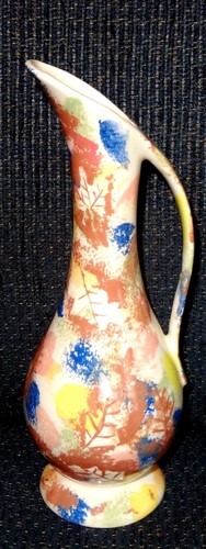 Pottery-USA Mid Century Pitcher Vase Vintage Ewer Vase Handmade Multi Color READ - Picture 2 of 9