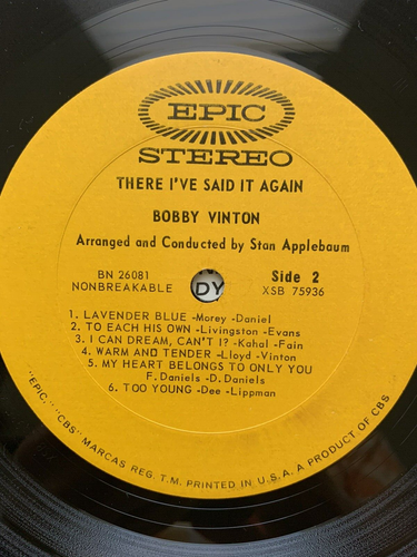 Bobby Vinton- There! I've Said It Again -1964-vinyl album-Epic - Gatefold - Imagen 8 de 8