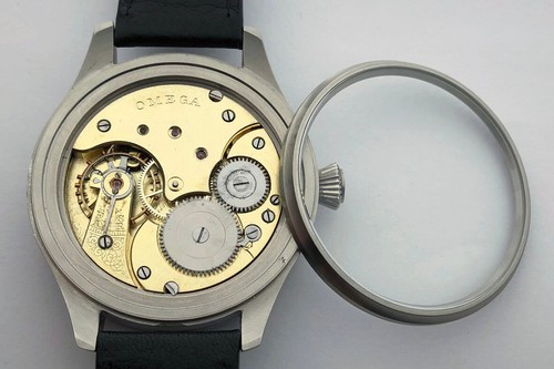 Rare Big Swiss Mens Military Marriage Wristwatch OMEGA Steel Case Pilots WW2 - Picture 12 of 18