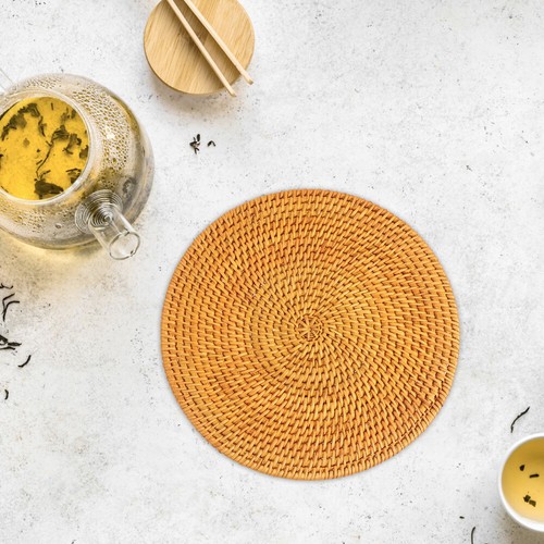 2 Pezzi Sottobicchieri in Rattan Cup Coaster Sottobicchiere Tappetino Bere - Foto 8 di 12