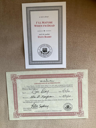 SIGNED Dave Barry * I'll Mature When I Am Dead : Easton Press Leather Beauty - Picture 4 of 4