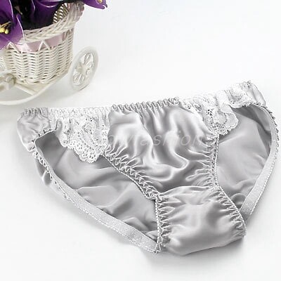 2 Pcs Women 100% Mulberry Silk Fluted Sissy French Knickers Briefs Satin Panties - Picture 25 of 29