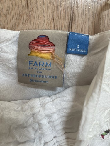 Anthropologie Farm Rio Quintana Maxikleid weiß bestickt Blumen 2 passt ~ 0-2 - Bild 4 von 15