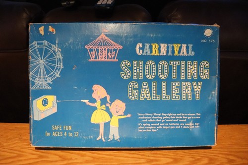 Vintage Ohio Art Carnival Shooting Gallery Wind-Up Toy With Box - Picture 3 of 14