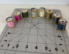 Vintage Coats & Clark's Thread on Wooden Spools Boilfast Lot of 8 Sewing Thread