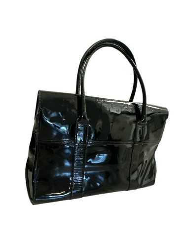 MULBERRY Vintage Black Patent Leather Bayswater Satchel Bag - Picture 6 of 16