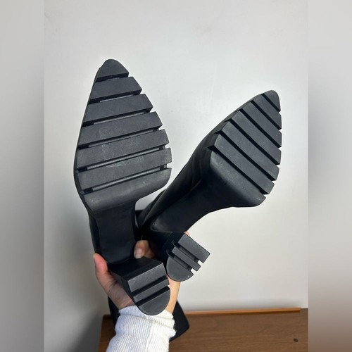 Stivali al ginocchio Steve Madden Mara 8,5 M neri in pelle elasticizzata plateau grosso futuro - Foto 16 di 16