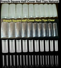 Half Cover French Square Nail Tips False Artificial Nails Acrylic Nail Tips