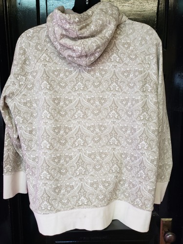 Womens Merona 3X Full-Zip Beige & Ivory floral Hooded Sweatshirt Size 3 - Picture 2 of 8