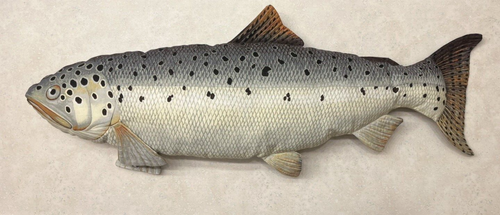 Vintage 90er - Patty Schilf Deko Fisch Kissen Handarbeit 23" - See Hütte Dekor