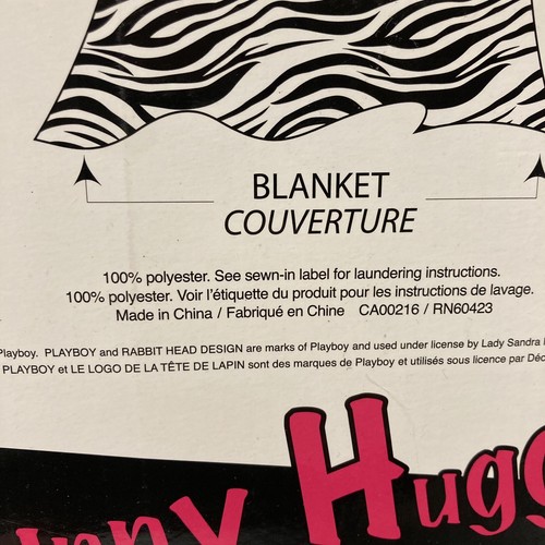 2010 Playboy Home Bunny Huggie Fleece Throw Blanket - Robe - Zebra Print VTG - Picture 3 of 11