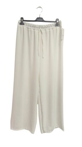 Womens New Italian Elastic Waistband Drawstring Wide Leg Palazzo Ladies Trousers - Picture 18 of 19