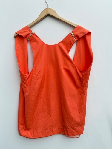 Victoria Beckham Open Tank Top Sleeveless Zip Accent Silk Cotton Coral - UK 8 - Picture 7 of 10