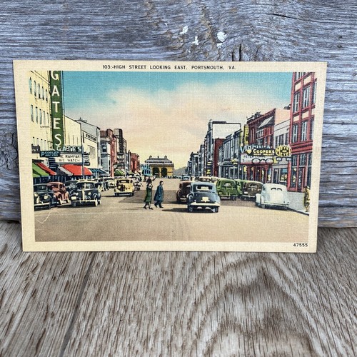 High Street Looking East, Portsmouth, VA Souvenir Postcard Unposted