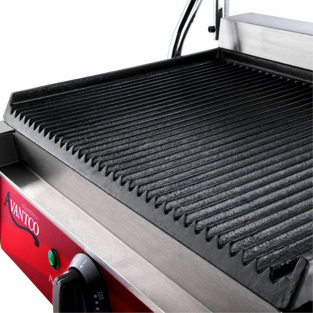 avantco p78 commercial panini sandwich grill with grooved plates