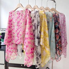 Womens Chiffon Shawl Cover Up Bolero Cardigan Flower Cape Scarf Shrug Crop Top