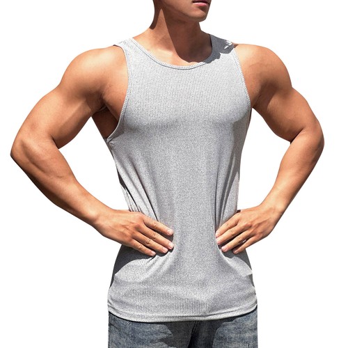 Men's Casual Sleeveless O Neck T Shirt Vest Muscle Tee Fitness Workout Tank Tops - Picture 3 of 16