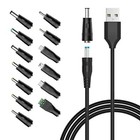 POWSEED 5V Universal DC Power Cable USB to DC Charging Cord with 13pcs Adapter