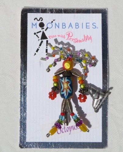 Vintage MOONBABIES Moonbaby Handarbeit Perlen Draht Stick Pin Schlittschuh Wildhaar Unikat - Bild 1 von 2