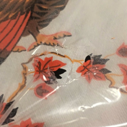 Vtg CA Reed Thanksgiving Turkey Pumpkin Crepe Paper Tablecloth 52"x 96" Sealed - Picture 3 of 5