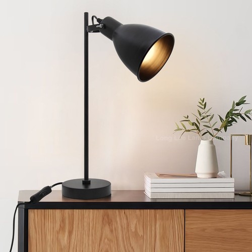 Vintage Metal Table Lamp Retro Industrial Black Desk Lamp Scone Shade H3018 - Picture 9 of 12