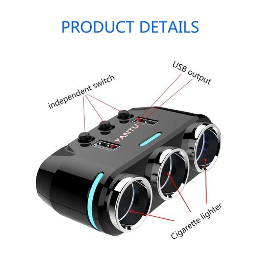 Dual USB Port 3 Way Auto Car Cigarette Lighter Socket Splitter Charger Adapter - Picture 8 of 11