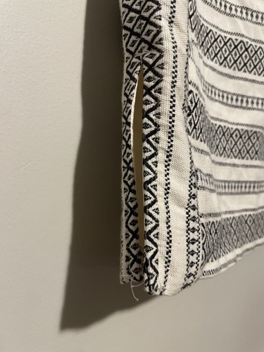 Loft Petites Woven Cream and Black Mosaic Stripe Cotton Career Pencil Skirt 4P - Picture 2 of 10