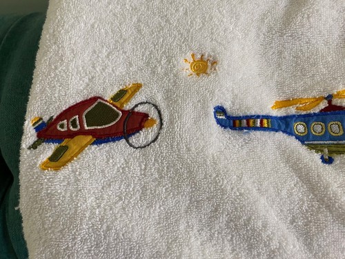 4-pc Boys Bathroom Towel Set NEW Airplane Helicopter Vehicle, Cotton, Turkey - Picture 2 of 9