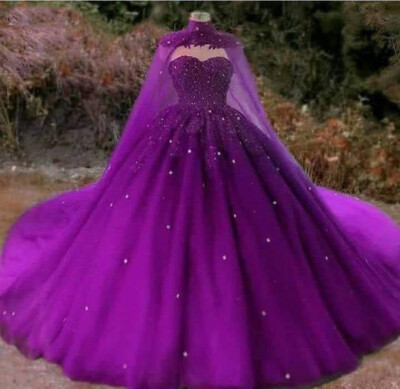 Beaded Quinceanera Dresses With Cape For Sweet 15 16 Party Prom Puffy Ball Gowns