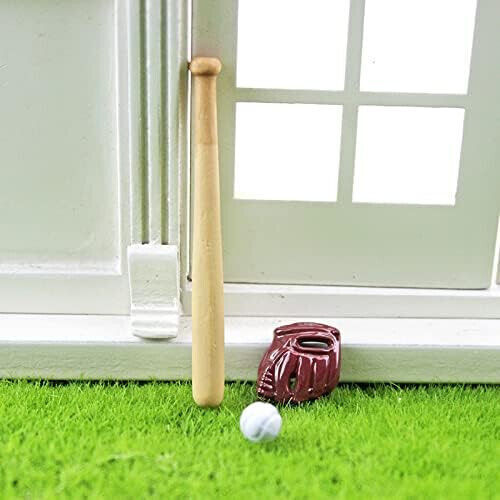 6x Miniatur 1:12 Sport Baseballschläger Handschuh Ball Set Modell Puppenhaus Zubehör - Bild 3 von 6