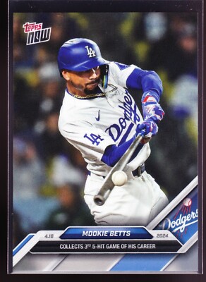 Mookie Betts Dodgers 3rd Career 5 Hit Game vs Nationals 2024 Topps Now #86 Base