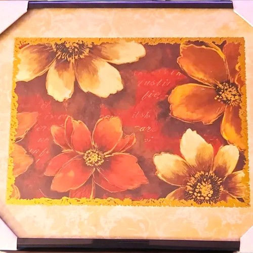 Flower Print Home Decor Gilt With Brown Frame - Picture 1 of 5