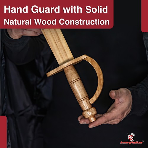 WOODEN PIRATE SWORD CUTLASS COSPLAY TRAINING SWORD WOODEN HANDGUARD LARP COSPLAY - Picture 20 of 32