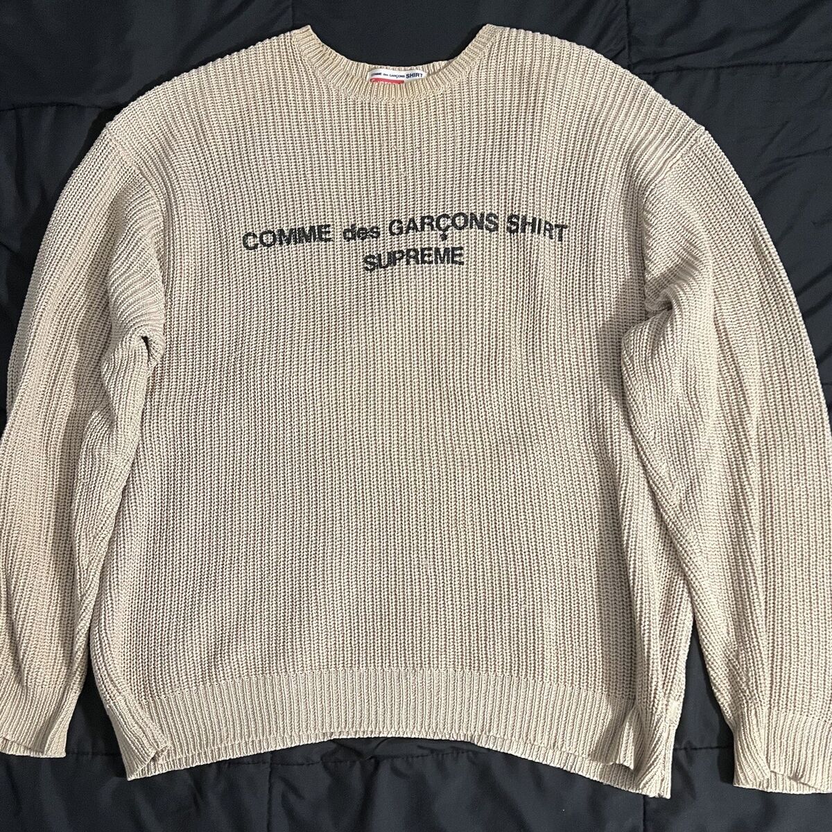 Comme Des Garcons Supreme Tan Sweater - Sz L | eBay Comme Des Garcons Supreme Tan Sweater - Sz L | eBay